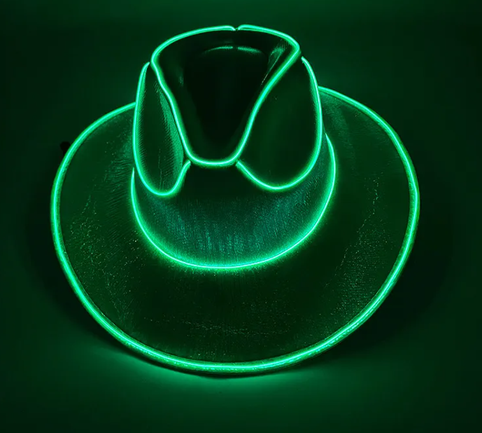 Halloween Carnival Party LED Wireless Fluorescent Colorful Cowboy Flashing Hat